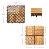 Giantex 27 PCS Interlocking Patio Deck Tiles, 12 x 12in Acacia Hardwood Floor Tiles, Tools Free Assembly, 27 sq. Ft Wood Composite Deck Flooring Pavers for Outdoor & Indoor, Checker Pattern(10 PCS)