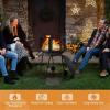 Giantex 28″ Portable Fire Pit on Wheels, Outdoor Mobile Wood Burning Firepit w/Log Grate, Fire Poker, Heavy-Duty Steel Frame & Solid Metal Top, 2-Door Gate, Rolling Fire Pits for Entertaining Camping