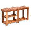 Giantex 2-Tier Shoe Bench Entryway Shoe Rack with Seat, Wood Organizer for Hallway, Bathroom, Living Room, Corridor Storage Shelf 350 Lb Weight Capacity (Teak Color)(Teak Color)