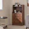 Giantex 3 Drawers Dresser for Bedroom – Modern Storage Dresser Chest of Drawers with 2 Shelves, 3 Pull-Out Drawers, Tall Nightstand with Anti-toppling Device for Bedroom Living Room Entryway (Walnut)(Walnut)