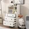 Giantex 3 Drawers Dresser for Bedroom – Modern Storage Dresser Chest of Drawers with 2 Shelves, 3 Pull-Out Drawers, Tall Nightstand with Anti-toppling Device for Bedroom Living Room Entryway (Walnut)(White)