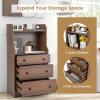 Giantex 3 Drawers Dresser for Bedroom – Modern Storage Dresser Chest of Drawers with 2 Shelves, 3 Pull-Out Drawers, Tall Nightstand with Anti-toppling Device for Bedroom Living Room Entryway (Walnut)(Walnut)