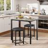 Giantex 3 Pcs Dining Table and Chairs Set with Faux Marble Tabletop 2 Chairs Contemporary Dining Table Set for Home or Hotel Dining Room, Kitchen or Bar (Beige & Black)(Beige & Black)