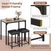 Giantex 3 Pcs Dining Table and Chairs Set with Faux Marble Tabletop 2 Chairs Contemporary Dining Table Set for Home or Hotel Dining Room, Kitchen or Bar (Beige & Black)(Beige & Black)