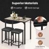 Giantex 3 Pcs Dining Table and Chairs Set with Faux Marble Tabletop 2 Chairs Contemporary Dining Table Set for Home or Hotel Dining Room, Kitchen or Bar (Beige & Black)(Beige & Black)