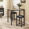 Giantex 3 Pcs Dining Table and Chairs Set with Faux Marble Tabletop 2 Chairs Contemporary Dining Table Set for Home or Hotel Dining Room, Kitchen or Bar (Beige & Black)(Beige & Black)