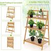 Giantex 3 Tier Folding Storage Shelf, Bamboo Ladder Plant Stand, Multiple Flower Pot Holder Succulent Display Rack, Foldable Shelving Unit for Balcony Garden Living Room Indoor Outdoor