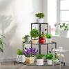 Giantex 3 Tiers Corner Shelf Metal Plant Stand, Stair-Step Style Flower Pot Display, Ladder Plant Display Rack, Quarter Round Plant Shelf for Indoor Outdoor Use
