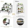 Giantex 3 Tiers Metal Plant Stand, Ladder Flower Pots Holders, 3 Tiers Step Plant Display Rack, Heavy Duty Utility Storage Organizer Rack for Home Garden Patio Balcony, Stair Style Plant Stand