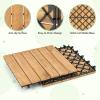 Giantex 30 PCS Acacia Wood Interlocking Patio Deck Tiles, 12″ x 12″ Indoor Outdoor Flooring Tiles for Balcony, Garden, Poolside, 30 Sq.ft Coverage, No Tools Required (Natural Wood, Stripe Pattern)