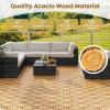 Giantex 30 PCS Acacia Wood Interlocking Patio Deck Tiles, 12″ x 12″ Indoor Outdoor Flooring Tiles for Balcony, Garden, Poolside, 30 Sq.ft Coverage, No Tools Required (Natural Wood, Checker Pattern)