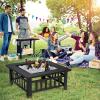 Giantex 32″ Outdoor Fire Pit, 3 in 1 Square Wood Burning Fire Table, Multifunctional Firepit for Outside Patio Backyard Porch Garden, Bonfire Stove Fireplace with Rain Cover for Picnic, Camping