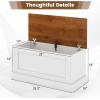 Giantex 35.5-Inches Storage Chest with Safety Metal Hinges, Wooden Flip Top Tool Trunk, Hydraulic Strut, Organizer Box, Large Farmhouse Storage Bench for Bedroom, Living Room, Entryway (White)(Brown+white)