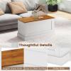 Giantex 35.5-Inches Storage Chest with Safety Metal Hinges, Wooden Flip Top Tool Trunk, Hydraulic Strut, Organizer Box, Large Farmhouse Storage Bench for Bedroom, Living Room, Entryway (White)(Brown+white)