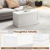 Giantex 35.5-Inches Storage Chest with Safety Metal Hinges, Wooden Flip Top Tool Trunk, Hydraulic Strut, Organizer Box, Large Farmhouse Storage Bench for Bedroom, Living Room, Entryway (White)(White)