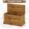 Giantex 35.5-Inches Storage Chest with Safety Metal Hinges, Wooden Flip Top Tool Trunk, Hydraulic Strut, Organizer Box, Large Farmhouse Storage Bench for Bedroom, Living Room, Entryway (White)(Oak)