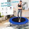 Giantex 36″ 38″ Foldable Rebounder Trampoline for Adults, Stable & Quiet Small Exercise Trampoline with Safety Pad, Indoor Outdoor Mini Fitness Trampoline for Adults Kids Workout, Max Load 330lbs(Blue)