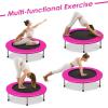 Giantex 36″ 38″ Foldable Rebounder Trampoline for Adults, Stable & Quiet Small Exercise Trampoline with Safety Pad, Indoor Outdoor Mini Fitness Trampoline for Adults Kids Workout, Max Load 330lbs(Pink)