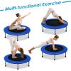 Giantex 36″ 38″ Foldable Rebounder Trampoline for Adults, Stable & Quiet Small Exercise Trampoline with Safety Pad, Indoor Outdoor Mini Fitness Trampoline for Adults Kids Workout, Max Load 330lbs(Blue)