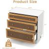 Giantex 3-Drawer Dresser Chest for Bedroom – Storage Chest of Drawers with Anti-toppling Device, Wide Storage Dresser Bedside Table for Living Room, Hallway, Rattan Drawer Chest,Floor Storage Cabinet