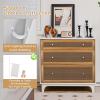 Giantex 3-Drawer Dresser Chest for Bedroom – Storage Chest of Drawers with Anti-toppling Device, Wide Storage Dresser Bedside Table for Living Room, Hallway, Rattan Drawer Chest,Floor Storage Cabinet
