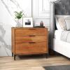 Giantex 3-Drawer Dresser for Bedroom, Multipurpose Chest of Drawers, Mid-Century Modern Storage Cabinet with Anti-Tip Kit, Clothes Organizer, 30”W Nightstand for Closet, Living Room, Entryway, Cherry(1)