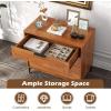 Giantex 3-Drawer Dresser for Bedroom, Multipurpose Chest of Drawers, Mid-Century Modern Storage Cabinet with Anti-Tip Kit, Clothes Organizer, 30”W Nightstand for Closet, Living Room, Entryway, Cherry(1)