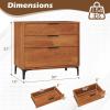 Giantex 3-Drawer Dresser for Bedroom, Multipurpose Chest of Drawers, Mid-Century Modern Storage Cabinet with Anti-Tip Kit, Clothes Organizer, 30”W Nightstand for Closet, Living Room, Entryway, Cherry(1)