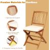 Giantex 3Pcs Patio Bistro Set, Wood Folding Table Set, 2 Cushioned Chairs for Garden Yard, Outdoor Furniture Round Table (Natural & Beige)(Natural & Beige)