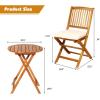 Giantex 3Pcs Patio Bistro Set, Wood Folding Table Set, 2 Cushioned Chairs for Garden Yard, Outdoor Furniture Round Table (Natural & Beige)(Natural & Beige)