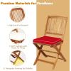 Giantex 3Pcs Patio Bistro Set, Wood Folding Table Set, 2 Cushioned Chairs for Garden Yard, Outdoor Furniture Round Table (Natural & Beige)(Natural & Red)