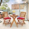 Giantex 3Pcs Patio Bistro Set, Wood Folding Table Set, 2 Cushioned Chairs for Garden Yard, Outdoor Furniture Round Table (Natural & Beige)(Natural & Red)