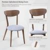 Giantex 3-Piece Dining Table and Chair Set, Wooden Kitchen Table Set, Farmhouse Round Kitchen Table and 2 Cushioned Dinette Chairs, Mid-Century Dining Table Set for Dining Room, Living Room