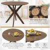 Giantex 3-Piece Dining Table and Chair Set, Wooden Kitchen Table Set, Farmhouse Round Kitchen Table and 2 Cushioned Dinette Chairs, Mid-Century Dining Table Set for Dining Room, Living Room