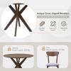 Giantex 3-Piece Dining Table and Chair Set, Wooden Kitchen Table Set, Farmhouse Round Kitchen Table and 2 Cushioned Dinette Chairs, Mid-Century Dining Table Set for Dining Room, Living Room