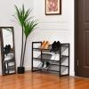 Giantex 3-Tier Metal Shoe Rack, Shoe Storage Organizer with Adjustable Angled or Flat Mesh Shelf for 9 to 12 Pairs of Shoes, Freestanding Shoe Shelf for Bedroom, Entryway, Closet, Hallway(3-Tier)