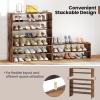 Giantex 3-in-1 Vertical Shoe Rack, 6-Tier Free Standing Shoe Storage Organizer w/Stackable Design for 18 Pairs, 31 Inch Wide Wood Shoe Shelf for Closet, Entryway, Living Room, Office, White(Brown)