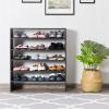 Giantex 3-in-1 Vertical Shoe Rack, 6-Tier Free Standing Shoe Storage Organizer w/Stackable Design for 18 Pairs, 31 Inch Wide Wood Shoe Shelf for Closet, Entryway, Living Room, Office, White(Walnut)