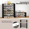 Giantex 3-in-1 Vertical Shoe Rack, 6-Tier Free Standing Shoe Storage Organizer w/Stackable Design for 18 Pairs, 31 Inch Wide Wood Shoe Shelf for Closet, Entryway, Living Room, Office, White(Black)