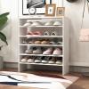 Giantex 3-in-1 Vertical Shoe Rack, 6-Tier Free Standing Shoe Storage Organizer w/Stackable Design for 18 Pairs, 31 Inch Wide Wood Shoe Shelf for Closet, Entryway, Living Room, Office, White(White)