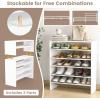 Giantex 3-in-1 Vertical Shoe Rack, 6-Tier Free Standing Shoe Storage Organizer w/Stackable Design for 18 Pairs, 31 Inch Wide Wood Shoe Shelf for Closet, Entryway, Living Room, Office, White(White)