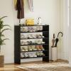 Giantex 3-in-1 Vertical Shoe Rack, 6-Tier Free Standing Shoe Storage Organizer w/Stackable Design for 18 Pairs, 31 Inch Wide Wood Shoe Shelf for Closet, Entryway, Living Room, Office, White(Black)