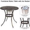 Giantex 3pcs Bistro Table Set Cast Aluminum Outdoor Patio Furniture Set Round Table W/Removable Ice Bucket, 2 Chairs Antique Garden Furniture Weather Resistant (Antique Bronze)(Bronze)