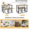 Giantex 4 Piece Dining Table Set, 47.5” Kitchen Table and Chairs for 4, Nesting Furniture Set w/Bench & 2 Stools, Space-Saving Table Set, Modern Functional Desk Set for Dining Room Restaurant, Oak