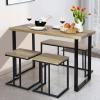 Giantex 4 Piece Dining Table Set, 47.5” Kitchen Table and Chairs for 4, Nesting Furniture Set w/Bench & 2 Stools, Space-Saving Table Set, Modern Functional Desk Set for Dining Room Restaurant, Oak