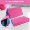 Giantex 4′ x 4′ Folding Gymnastics Mat with Carry Handles, Bio-Folding Tumbling Mat for Kids & Cheerleading(Pink)