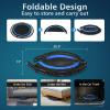 Giantex 40″ Foldable Mini Trampoline, Indoor Fitness Trampoline with 42.5”-51.5″ Height Adjustable Handle, Resistance Bands, Rebounder Exercise Trampoline for Adults, Kids(Blue)