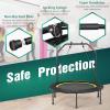 Giantex 40″ Foldable Mini Trampoline, Indoor Fitness Trampoline with 42.5”-51.5″ Height Adjustable Handle, Resistance Bands, Rebounder Exercise Trampoline for Adults, Kids(Green)