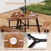 Giantex 4.5FT Picnic Table Bench Set for 4, Acacia Wood Outdoor Dining Table Set, 2″ Umbrella Hole, Heavy Duty Metal Frame, Footrest Bar, Large Rectangular Tabletop for Porch Patio Lawn Garden(Hexagonal)