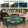 Giantex 48″ Poker Table Foldable – 8 Player Octagon Texas Holdem Poker Tables w/ 8 Cup Holders, Casino-Grade Felt Surface, Padded Rails, Portable Folding Card Game Table for Blackjack (Green+Black)(Green+black)
